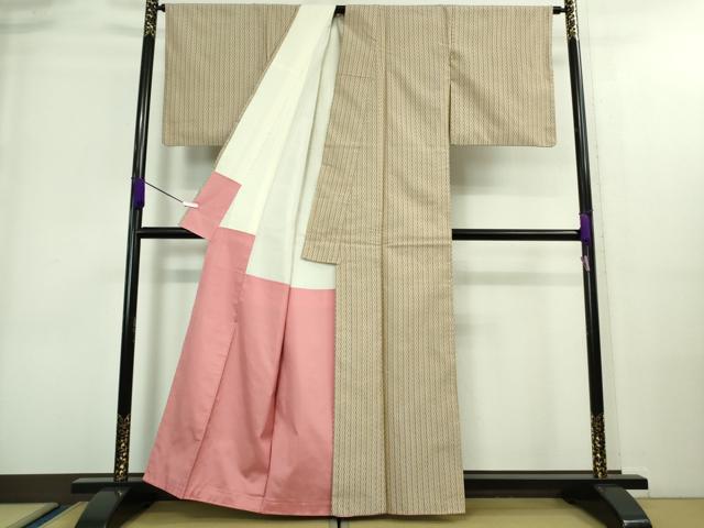 平和屋本店■極上　山下八百子　本場黄八丈　紬　市松綾織　逸品　DZAA8722kh5