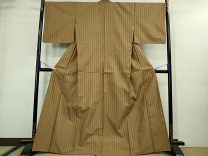平和屋本店■極上　山下八百子　本場黄八丈　紬　市松綾織　逸品　DZAA8723kh5