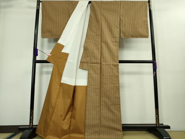 平和屋本店■極上　山下八百子　本場黄八丈　紬　市松綾織　逸品　DZAA8723kh5