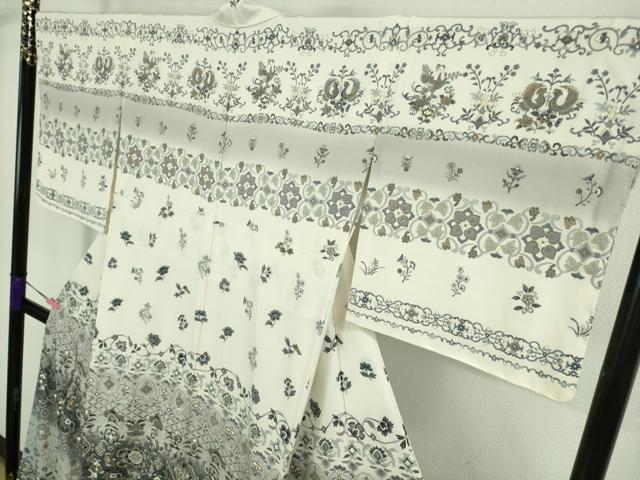 平和屋本店■極上　中国三大刺繍　スワトウ刺繍　汕頭刺繍　訪問着　双鳥更紗花文　暈し染め　金糸　逸品　未使用　DZAA8727kh5