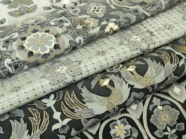 平和屋本店■極上　中国三大刺繍　スワトウ刺繍　汕頭刺繍　訪問着　双鳥更紗花文　暈し染め　金糸　逸品　未使用　DZAA8727kh5