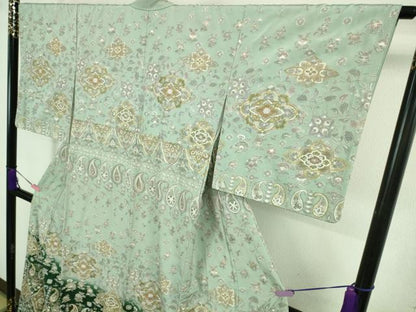 平和屋本店■極上　中国三大刺繍　スワトウ刺繍　汕頭刺繍　総刺繍　訪問着　花唐草文　暈し染め　金糸　逸品　DZAA8731kh5