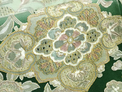 平和屋本店■極上　中国三大刺繍　スワトウ刺繍　汕頭刺繍　総刺繍　訪問着　花唐草文　暈し染め　金糸　逸品　DZAA8731kh5