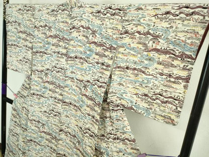 平和屋本店●超希少　人間国宝　芹沢圭介　型絵染　付下げ小紋　小川の紙すき　色紙付き　落款有り　逸品　未使用　DZAA8732kh5