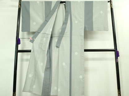 平和屋着物▽極上 男性 本塩沢 単衣 雪輪 間道 さが美扱い 逸品 DZAA8735kh5