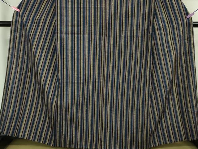 平和屋本店■極上　浦野理一　経節紬　単衣　縞　逸品　未使用　DZAA8741kh5