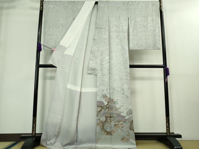平和屋本店■極上　山岡古都・古都染人　染織美術品　薬墨染　天目織　お召　訪問着　松竹梅　逸品　DZAA8744kh5