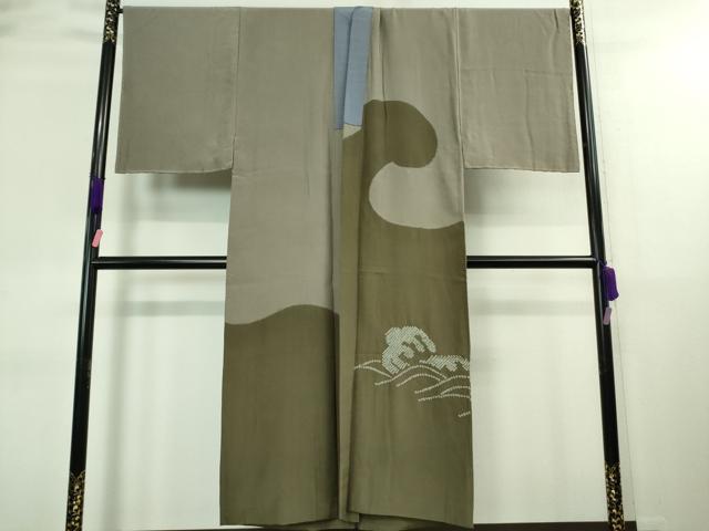 平和屋本店■極上 男性 本場結城紬 重要無形文化財 長羽織・長襦袢・兵児帯・羽織紐・足袋セット キングサイズ 証紙付 逸品 DZAA8745kh5