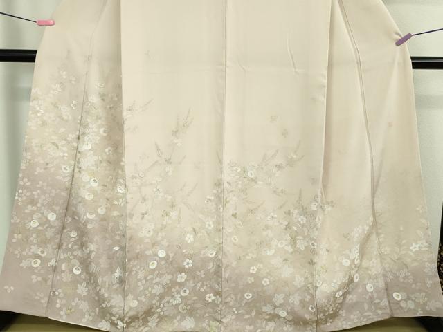 平和屋本店■極上　山口美術織物 皇室 伊勢神宮御用 西陣織 訪問着 刺繍 寿光織 光琳菊花文　薄桜色地　暈し染め　金糸　逸品　DZAA8748kh5