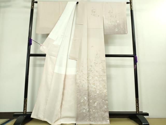 平和屋本店■極上　山口美術織物 皇室 伊勢神宮御用 西陣織 訪問着 刺繍 寿光織 光琳菊花文　薄桜色地　暈し染め　金糸　逸品　DZAA8748kh5