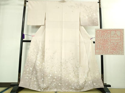 平和屋本店■極上　山口美術織物 皇室 伊勢神宮御用 西陣織 訪問着 刺繍 寿光織 光琳菊花文　薄桜色地　暈し染め　金糸　逸品　DZAA8748kh5
