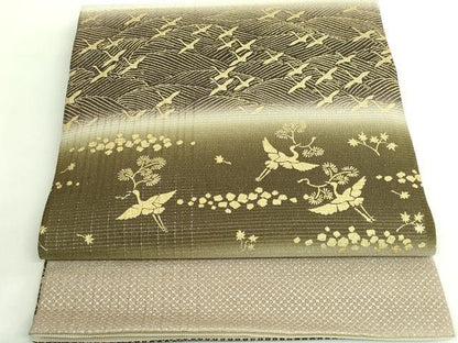 平和屋着物●極上　善之助　着物ブランド　一期一会　太鼓柄袋帯　立波飛鶴文　金彩　逸品　DZAA8751kh5