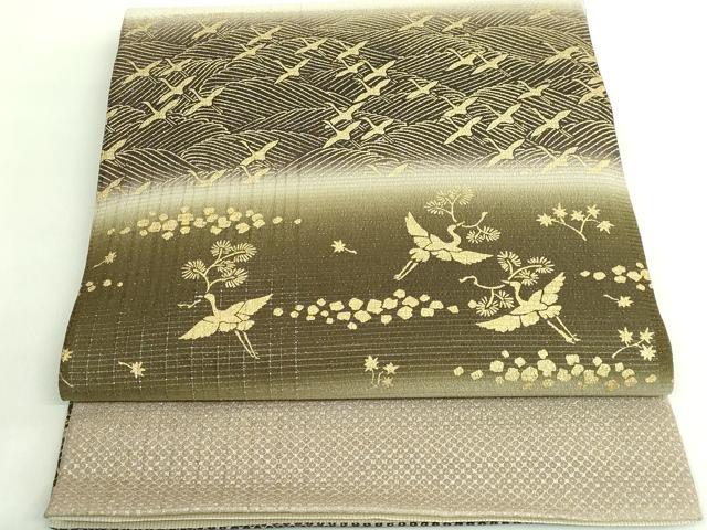 平和屋着物●極上　善之助　着物ブランド　一期一会　太鼓柄袋帯　立波飛鶴文　金彩　逸品　DZAA8751kh5