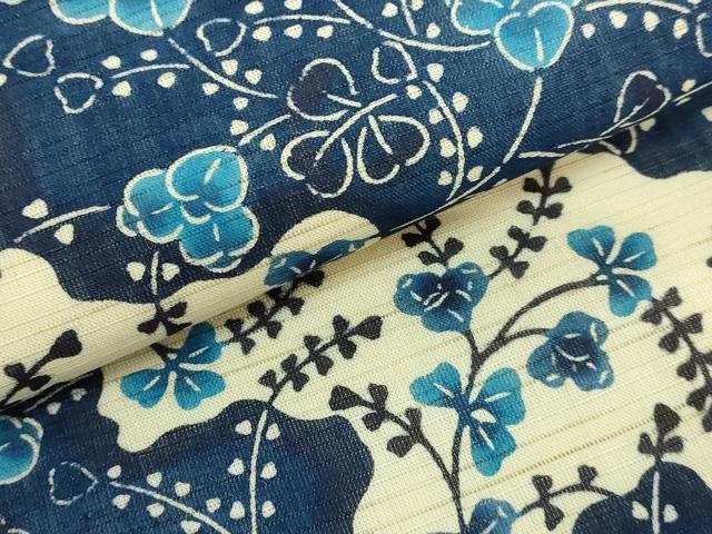 平和屋本店■最高級　夏物　城間栄順　本場琉球紅型　九寸開き名古屋帯　草花文　麻　反端・紙タグ付き　逸品　未使用　DZAA8772kh5