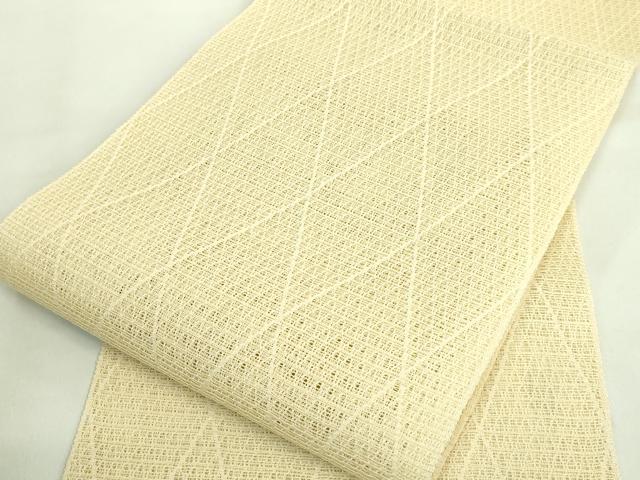 平和屋本店＊最高級 夏物 人間国宝 北村武資 羅 八寸名古屋帯 菱 卵色地 逸品 未使用 DZAA8777kh5