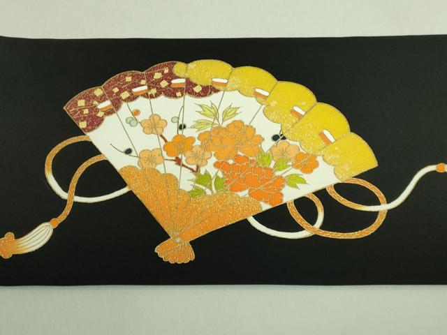平和屋本店■極上　銀座　志ま亀　塩瀬　九寸名古屋帯　かぐや姫　黒地　金彩　逸品　DZAA8781kh5