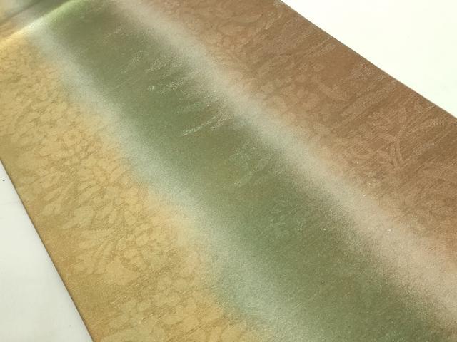 平和屋着物●極上　石川県指定無形文化財　牛首紬　白山工房　手織り　全通柄袋帯　草花間道　金彩　逸品　DZAA8797kh5