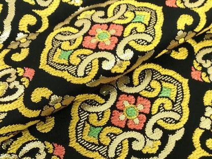 平和屋本店■極上　龍村美術織物　たつむら　六通柄　本袋帯　彩菱蜀紅文　黒地　金糸　逸品　DZAA8836kh5