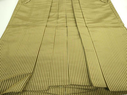平和屋本店■極上　男性　人間国宝　甲田綏郎　精好仙台平　馬乗り袴　縞　梅幸茶×鶯色　逸品　DZAA8847kh5