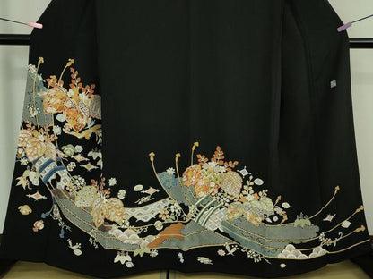 平和屋本店■極上　創業460年・千總　黒留袖　駒刺繍　桐花　宝尽くし　金彩　高島屋扱い　逸品　DZAA8852kh5