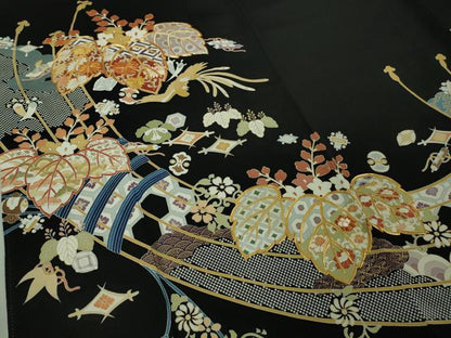 平和屋本店■極上　創業460年・千總　黒留袖　駒刺繍　桐花　宝尽くし　金彩　高島屋扱い　逸品　DZAA8852kh5