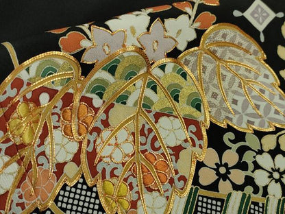 平和屋本店■極上　創業460年・千總　黒留袖　駒刺繍　桐花　宝尽くし　金彩　高島屋扱い　逸品　DZAA8852kh5
