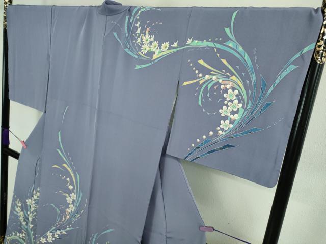 平和屋本店■極上　本加賀友禅作家　牧野顕三　訪問着　草花文　藤紫色地　逸品　DZAA8853kh5