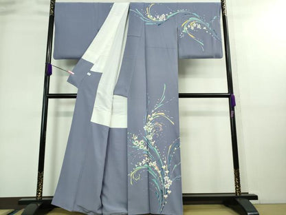 平和屋本店■極上　本加賀友禅作家　牧野顕三　訪問着　草花文　藤紫色地　逸品　DZAA8853kh5