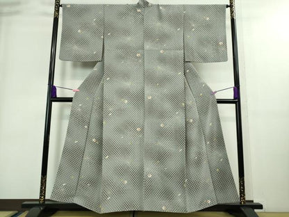 平和屋本店■極上　池田重子コレクション　小紋　蜘蛛の巣　クモ　楓　銀杏　イチョウ　暈し染め　逸品　DZAA8854kh5