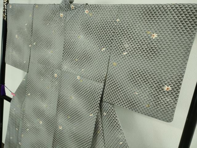 平和屋本店■極上　池田重子コレクション　小紋　蜘蛛の巣　クモ　楓　銀杏　イチョウ　暈し染め　逸品　DZAA8854kh5
