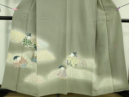 平和屋本店●極上　二代目・由水十久　本加賀友禅　色留袖　喜花　暈し染め　青白橡色地　色紙付き　逸品　DZAA8855kh5