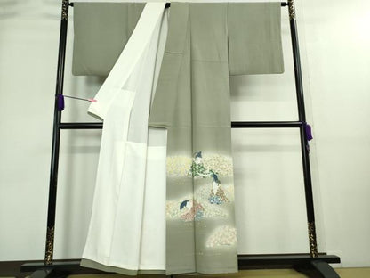 平和屋本店●極上　二代目・由水十久　本加賀友禅　色留袖　喜花　暈し染め　青白橡色地　色紙付き　逸品　DZAA8855kh5
