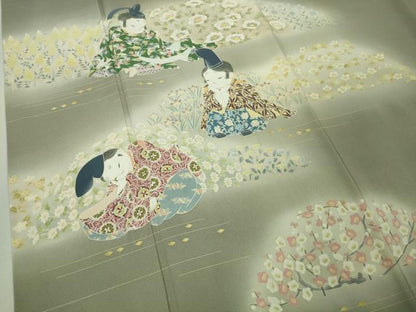 平和屋本店●極上　二代目・由水十久　本加賀友禅　色留袖　喜花　暈し染め　青白橡色地　色紙付き　逸品　DZAA8855kh5