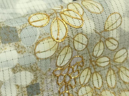 平和屋本店■極上　夏物　訪問着　市松紋絽　駒刺繍　花萩文　暈し染め　黒地　金彩　逸品　DZAA8858kh5