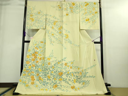 平和屋本店■極上　京友禅作家　高瀬川美紀　訪問着　金木犀　キンモクセイ　女郎花色地　三越扱い　ロング丈　逸品　DZAA8859kh5
