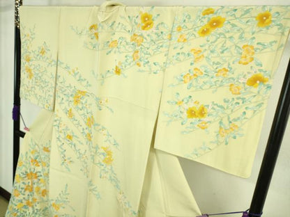平和屋本店■極上　京友禅作家　高瀬川美紀　訪問着　金木犀　キンモクセイ　女郎花色地　三越扱い　ロング丈　逸品　DZAA8859kh5