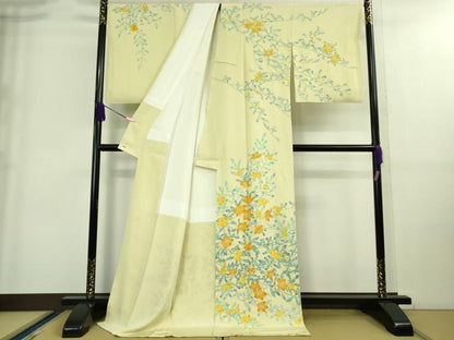 平和屋本店■極上　京友禅作家　高瀬川美紀　訪問着　金木犀　キンモクセイ　女郎花色地　三越扱い　ロング丈　逸品　DZAA8859kh5