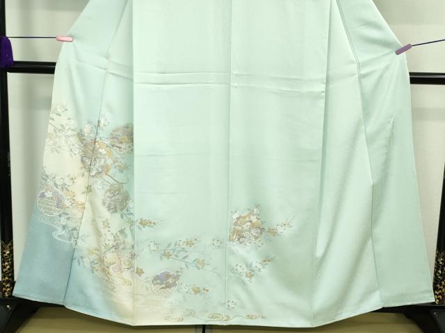 平和屋本店■極上　金彩友禅 卓越技能者・名工・和田光正 訪問着 御所車雪輪橘文　藍白色地　暈し染め　金銀彩　逸品　未使用　DZAA8860kh5