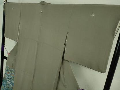 平和屋本店■極上　人間国宝　五代　田畑喜八　色留袖　刺繍　藍　風景花文　生壁色地　金彩　逸品　DZAA8861kh5