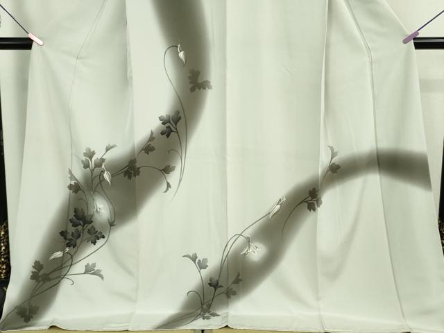 平和屋本店●極上　京都の名門ブランド　銀花仙　訪問着・袋帯セット　ロング丈　枝花文　白鼠色地　暈し染め　逸品　DZAA8862kh5
