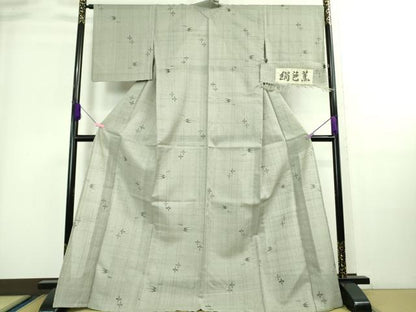 平和屋着物＊極上 夏物 絹芭蕉 紗紬 絣文様 豆がら茶色地 ロング丈 証紙付き 逸品 DZAA8884kh5