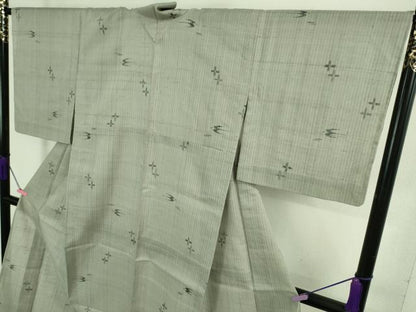 平和屋着物＊極上 夏物 絹芭蕉 紗紬 絣文様 豆がら茶色地 ロング丈 証紙付き 逸品 DZAA8884kh5