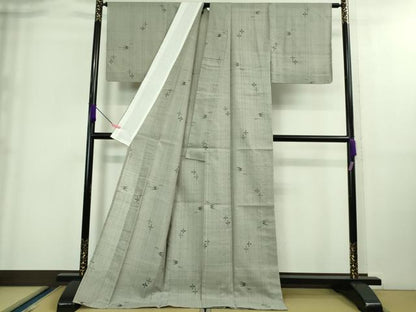 平和屋着物＊極上 夏物 絹芭蕉 紗紬 絣文様 豆がら茶色地 ロング丈 証紙付き 逸品 DZAA8884kh5