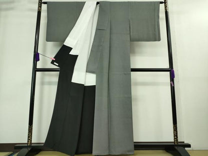 平和屋着物■極上　江戸小紋　行儀　黒×素鼠色　逸品　DZAA8911kh5