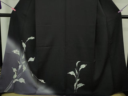 平和屋着物■極上　訪問着　カラー　暈し染め　紫黒色地　銀彩　やまと金ラベル　逸品　DZAA8917kh5