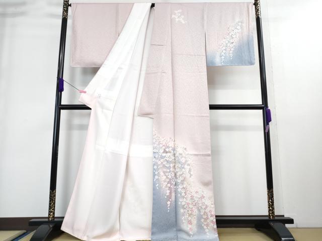 平和屋本店■極上 ブライダルファッションデザイナー桂由美 訪問着 長襦袢セット 暈し染め 金銀彩 銀通し地 反端付 逸品 未使用DZAA8920kh5