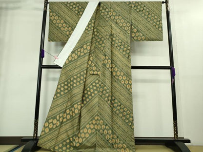 平和屋着物■極上　白山紬　単衣　絞り染師　清鈴　本草木染　絞り　証紙付き　逸品　未使用　DZAA8926kh5