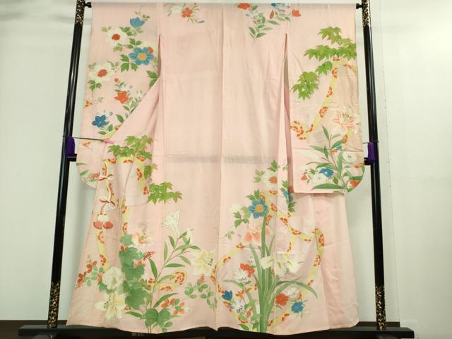 平和屋本店＊極上 夏物 アンティーク 大正ロマン 振袖 絽 手刺繍 草花文 金銀糸 逸品 DZAA8931kh5