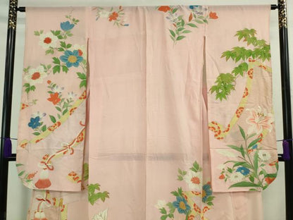 平和屋本店＊極上 夏物 アンティーク 大正ロマン 振袖 絽 手刺繍 草花文 金銀糸 逸品 DZAA8931kh5