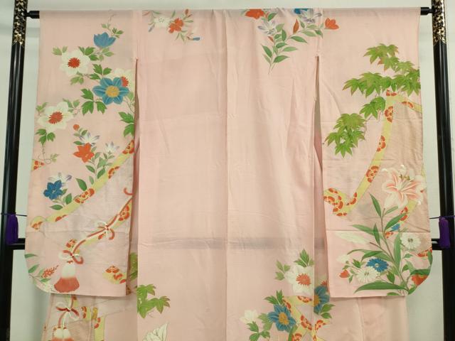 平和屋本店＊極上 夏物 アンティーク 大正ロマン 振袖 絽 手刺繍 草花文 金銀糸 逸品 DZAA8931kh5